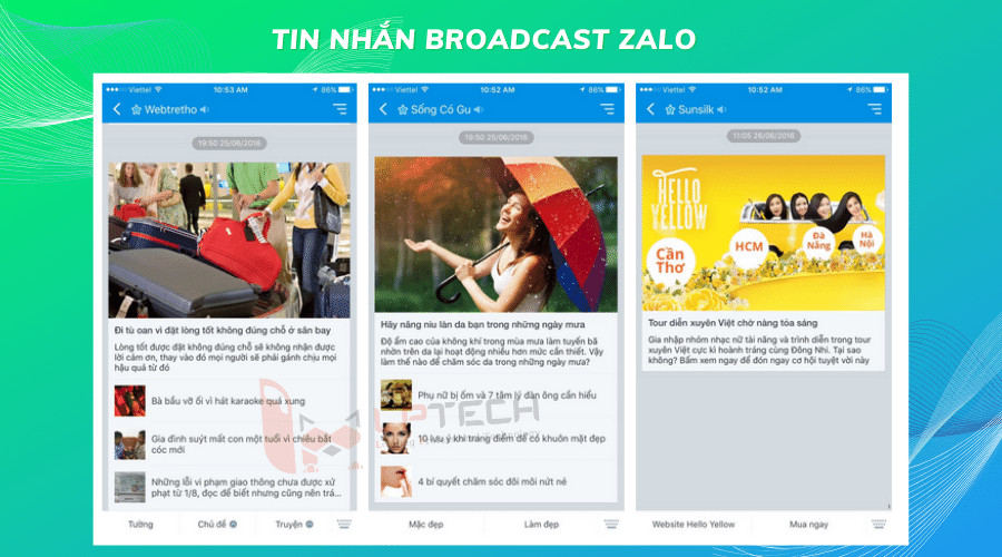 alt text: Hình ảnh minh họa tính năng Zalo Broadcast