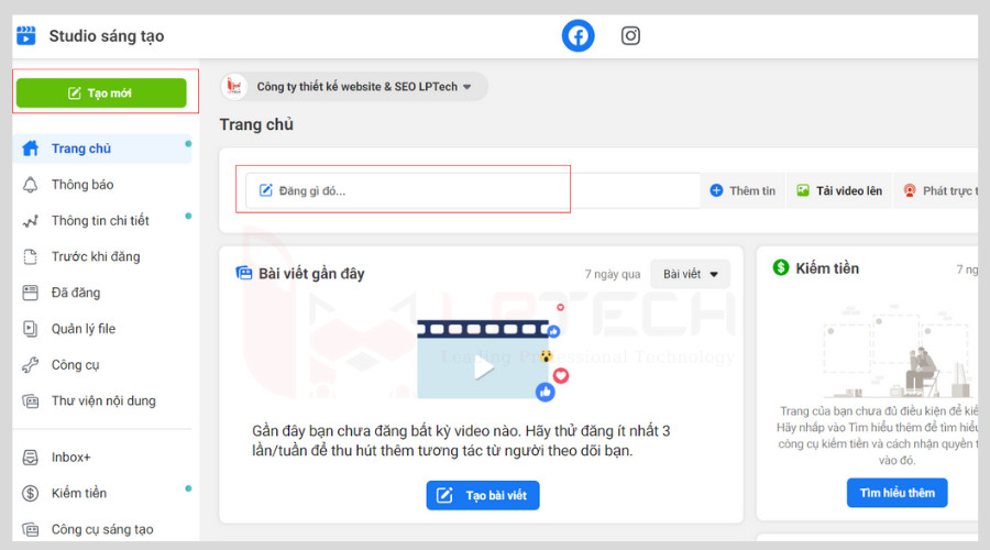 C&aacute;ch đăng b&agrave;i viết bằng Studio s&aacute;ng tạo