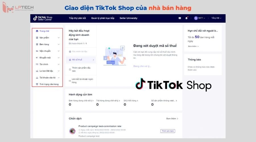 giao diện tiktok shop