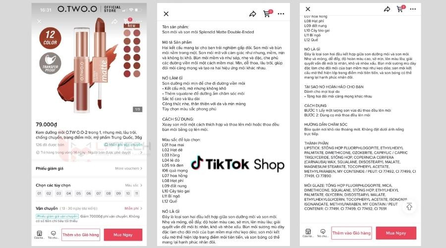 mô tả sản phẩm tiktok shop