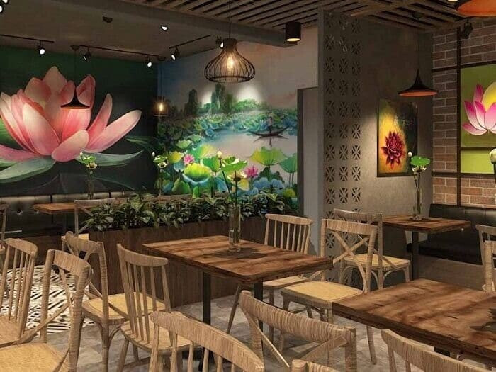 15 mẫu thiết kế nhà hàng chay thanh tịnh, ấm cúng (mới 2024)