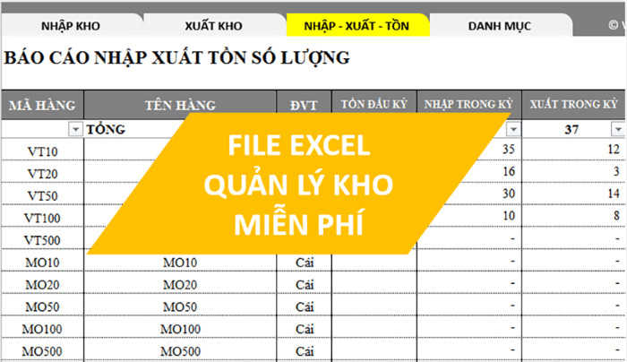 Top 5 mẫu file Excel quản lý kho miễn phí, hiệu quả và dễ sử dụng
